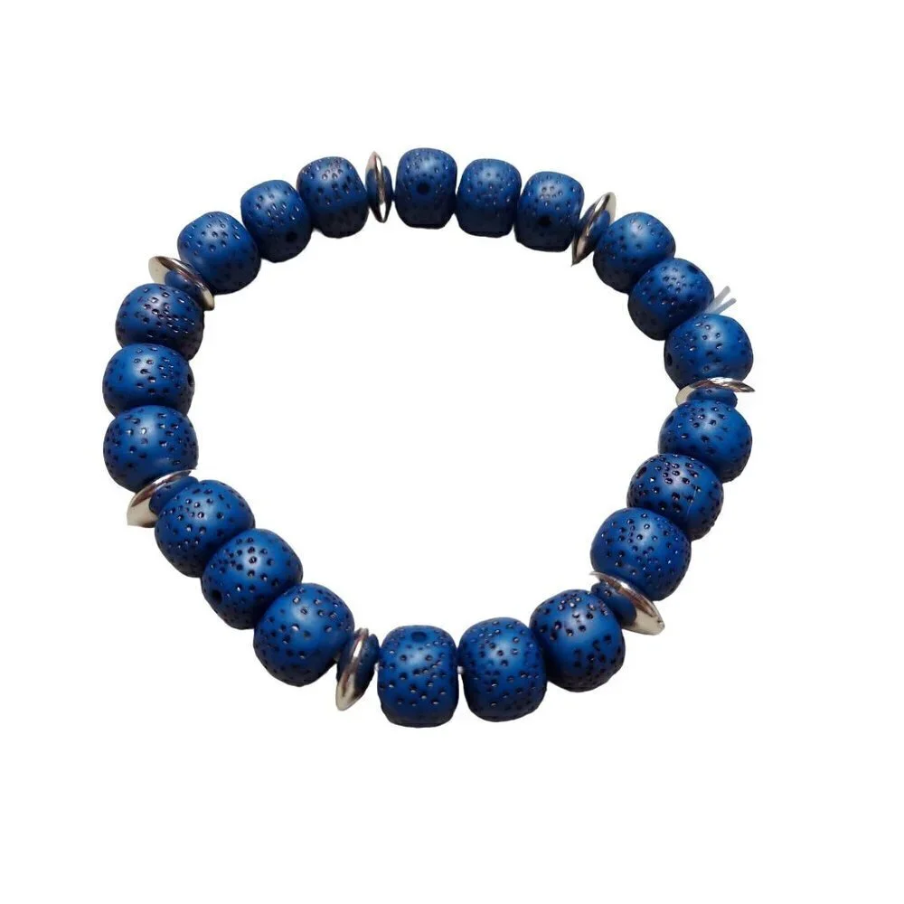 Bohemian Layered Glass Beaded Charm Bracelet (Sapphire)